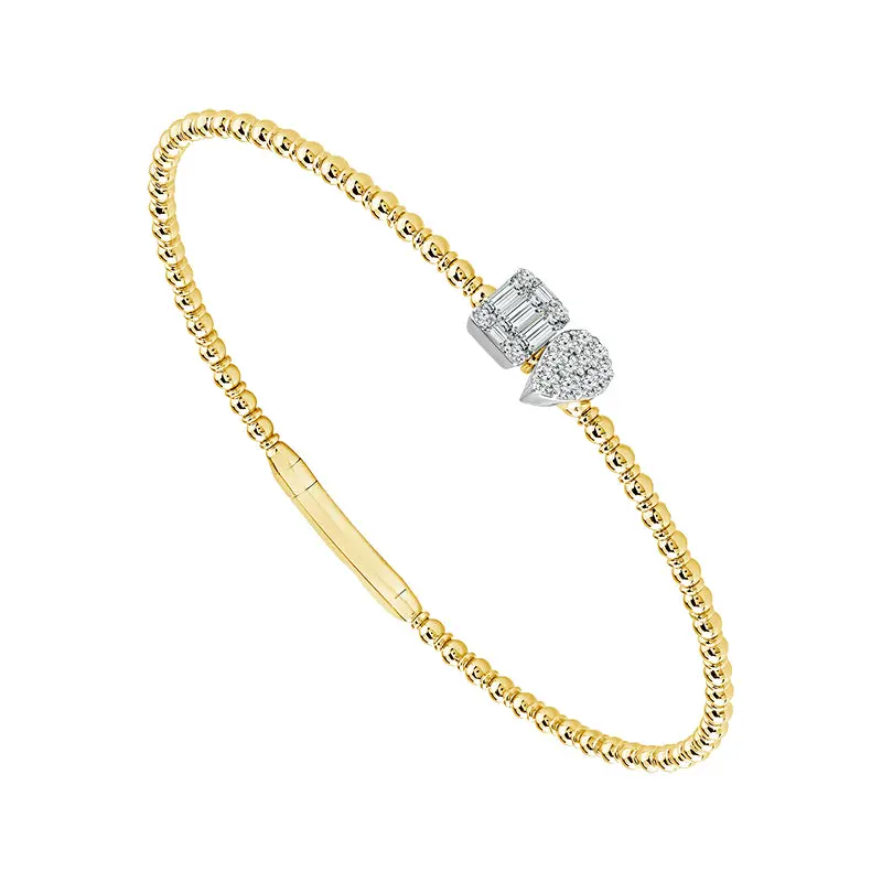 Two-Tone Gold Flexible Diamond Bangle Bracelet – 0.33 Carat Total Weight 1