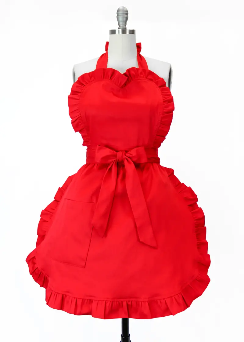 Vibrant Red Holiday Apron For Christmas Cooking 1
