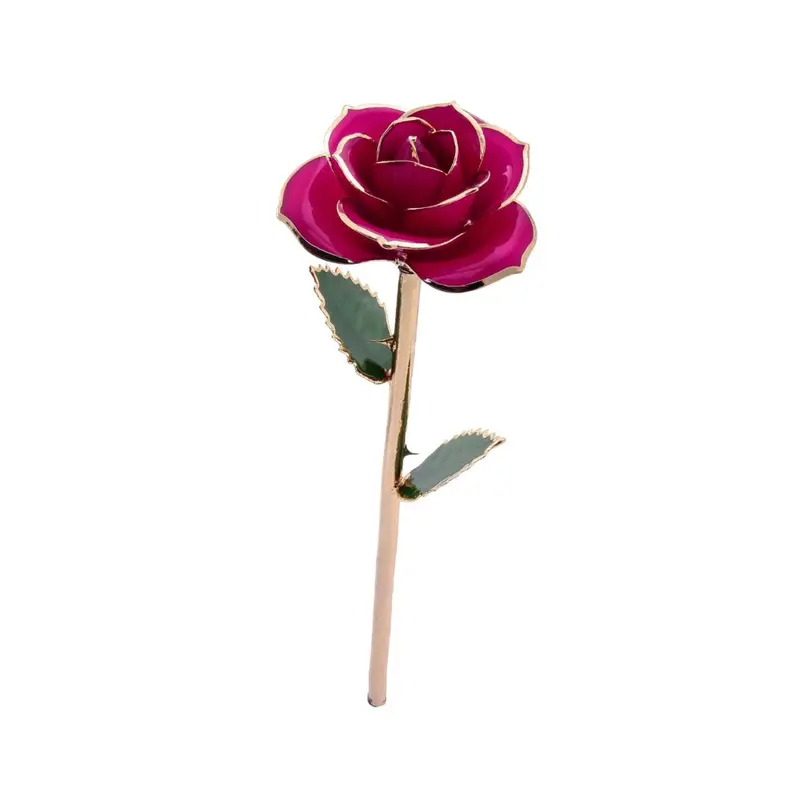 Vibrant Red Magenta Rose Highlighted With 24K Gold Detailing 1