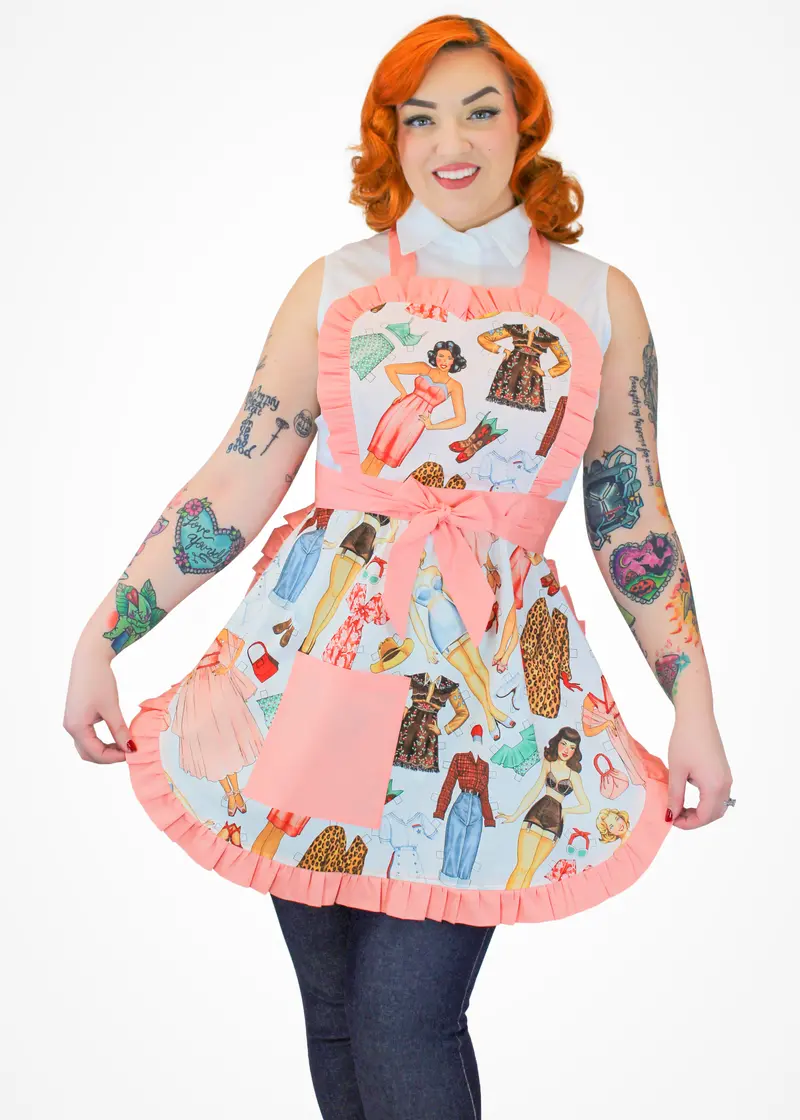 Vintage Paper Collage Pin-Up Apron 1