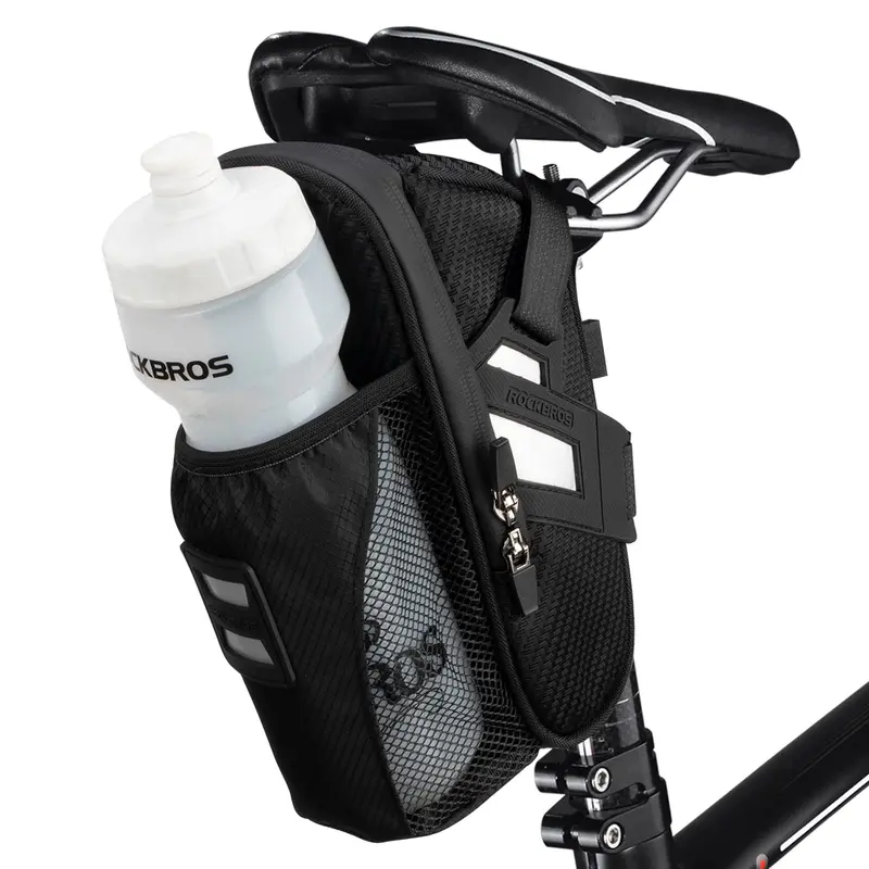 Waterproof Bike Saddle Bag – Integrated Bottle Holder & Reflective Trim 1