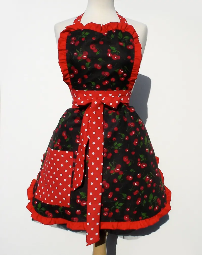 "Whisked Away" Black Cherry Baking Apron 1