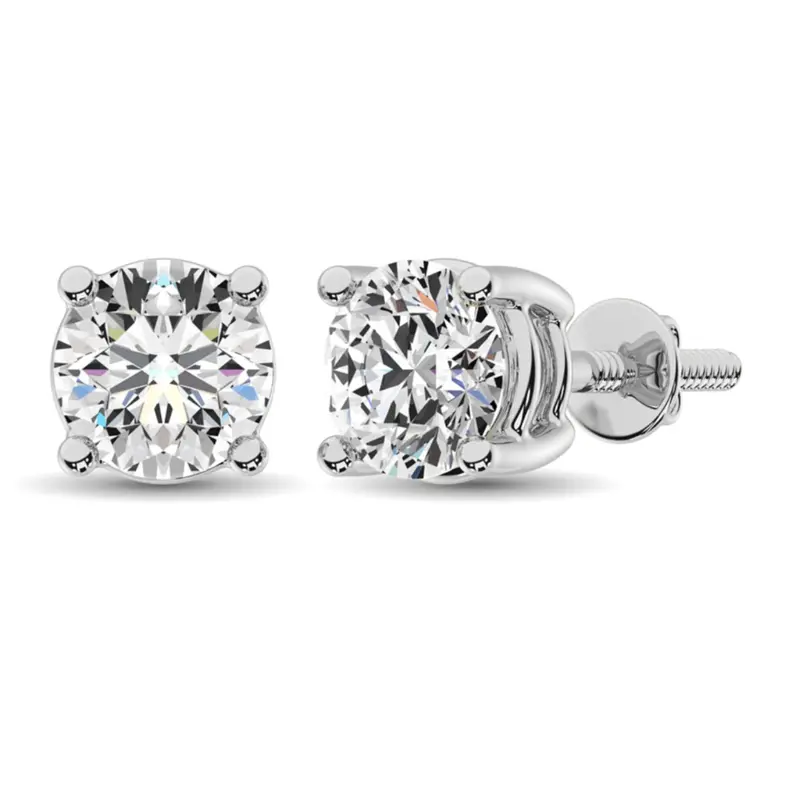 White Gold 4-Prong Lab-Grown Diamond Stud Earrings – 4 Carat Total Weight 1