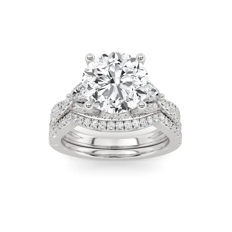 White Gold Lab-Grown Diamond Wedding Set With Star Motif (3.25 Ct Total) 1