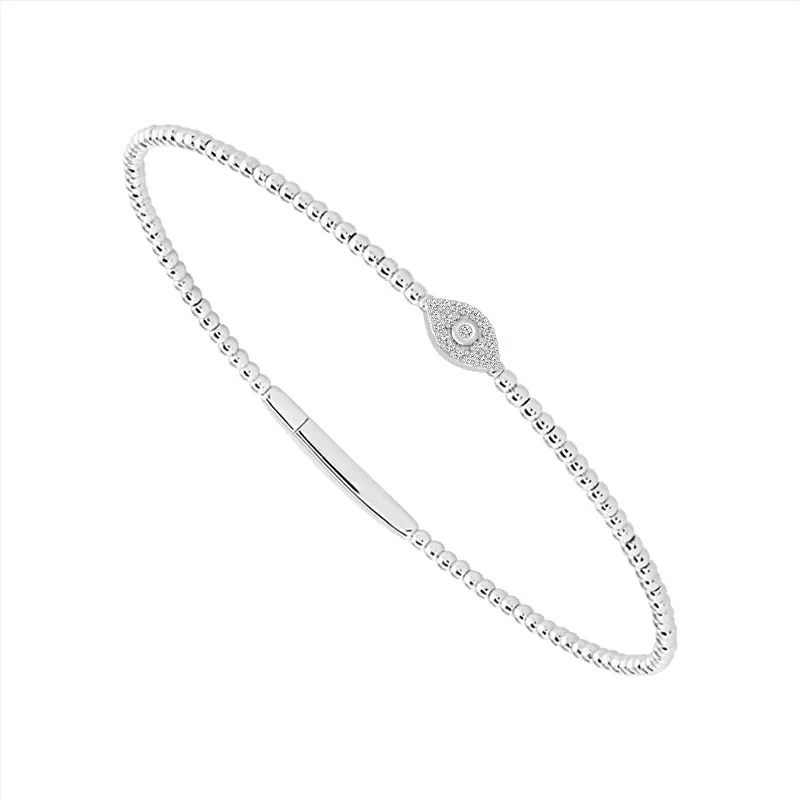 White Gold & Sterling Silver Flexible Eye Bangle – 0.08 Carat Diamond Accent 1