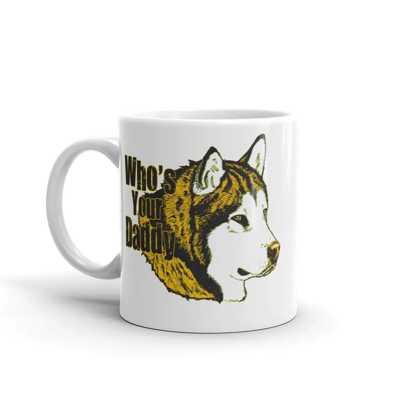 'Who'S Your Daddy?' Alaskan Malamute Enamel Mug – Playful Dog Owner Gift 1