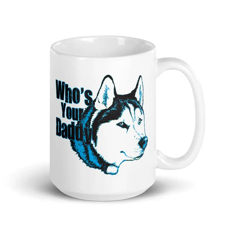 'Who'S Your Daddy?' Siberian Husky Enamel Mug – Lighthearted Canine-Themed Coffee Cup 2
