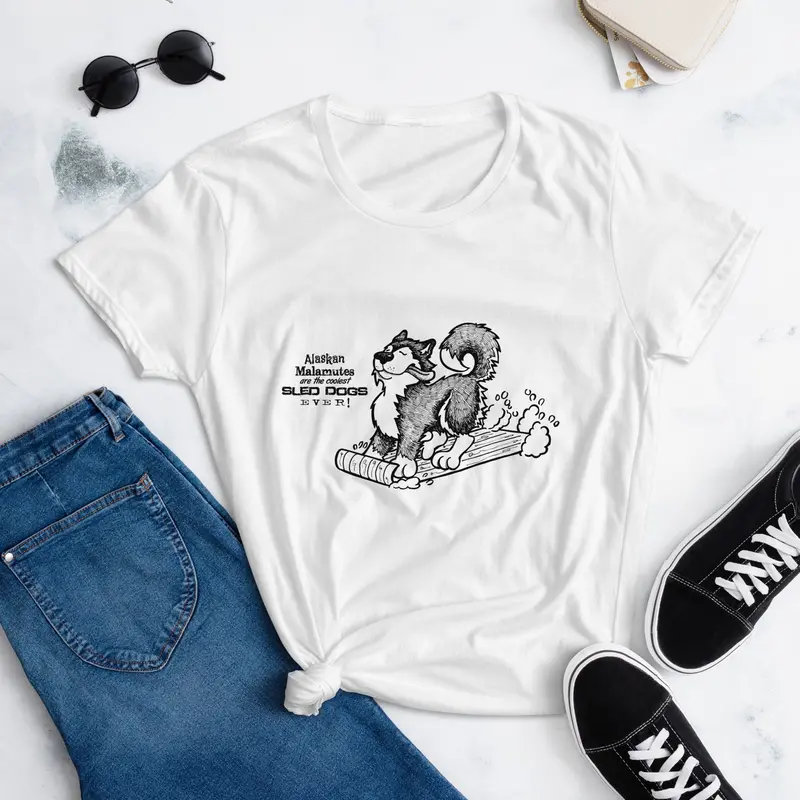 Women'S 'Coolest Sled Dog Ever' Alaskan Malamute T-Shirt 1