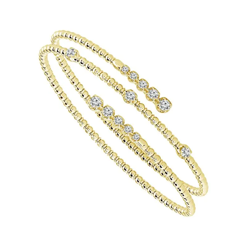 Wrap-Around Diamond Bangle Bracelet – 0.75 Carat Tw, 14K Yellow Gold 1
