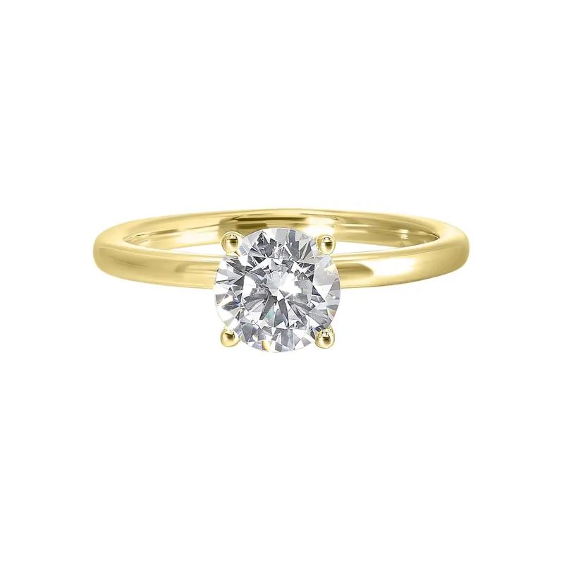 Yellow Gold Hidden Halo Engagement Ring With Round Lab-Grown Diamond Center (2 Carats) 1