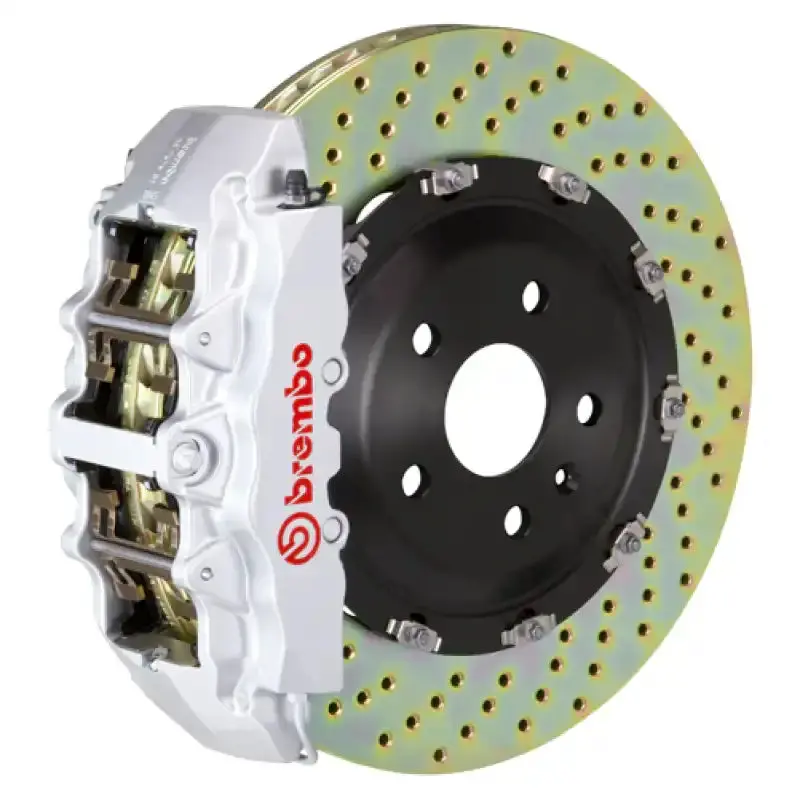 Brembo Gt Front Brake Kit For Mercedes-Benz C43 Amg (2017–2021) & C450 Amg (2016) – 6-Piston Calipers, 380X34Mm Drilled Two-Piece Rotors, Silver 1