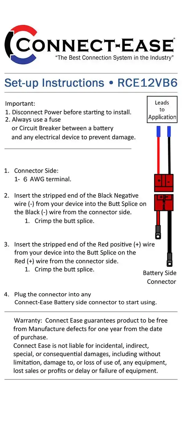 Connect Ease Rce12Vb6 Single 6-Gauge Wire Harness Connector 1