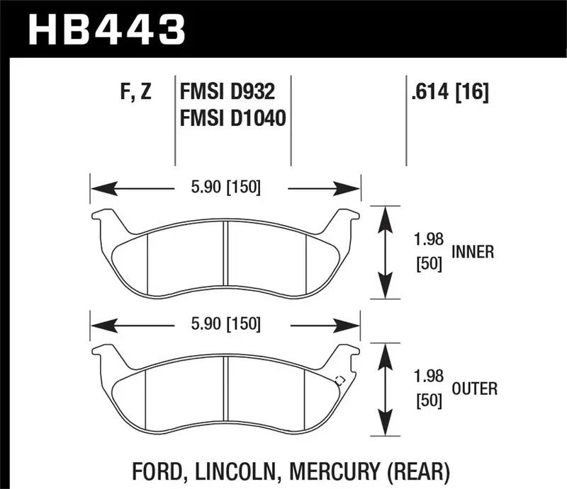 Hawk Performance Dtc-30 Front Disc Brake Pads (Hb443W.614) – 0.614" Thickness 1