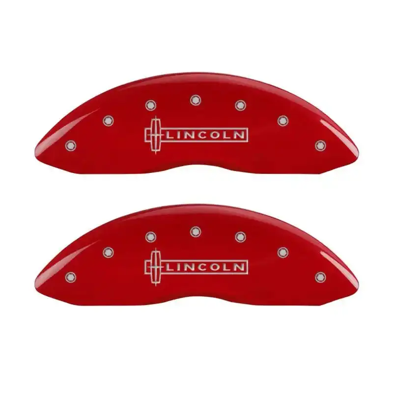 Mgp 4 Caliper Covers Engraved Front & Rear Lincoln Red Finish Silver Char 2017 Lincoln Continental 1