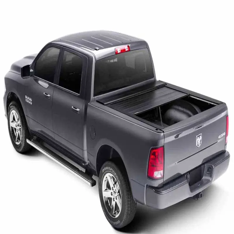 Trailfx Manual Retractable Tonneau Cover – Key-Lockable Matte Black Aluminum Design 1